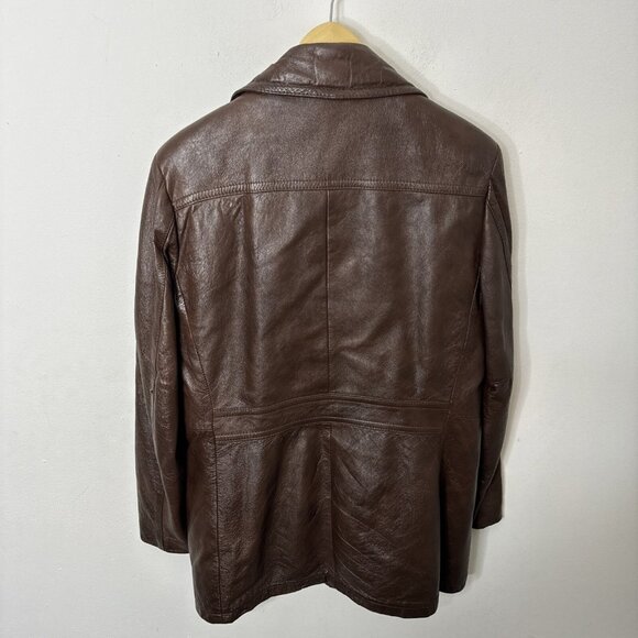 Vintage Rice Men 42 Brown Cabretta Leather 70s Jacket Coat Lined Sheepskin - Picture 5 of 12